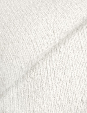 Close-up of the white boucle fabric on the Clementine platform bed