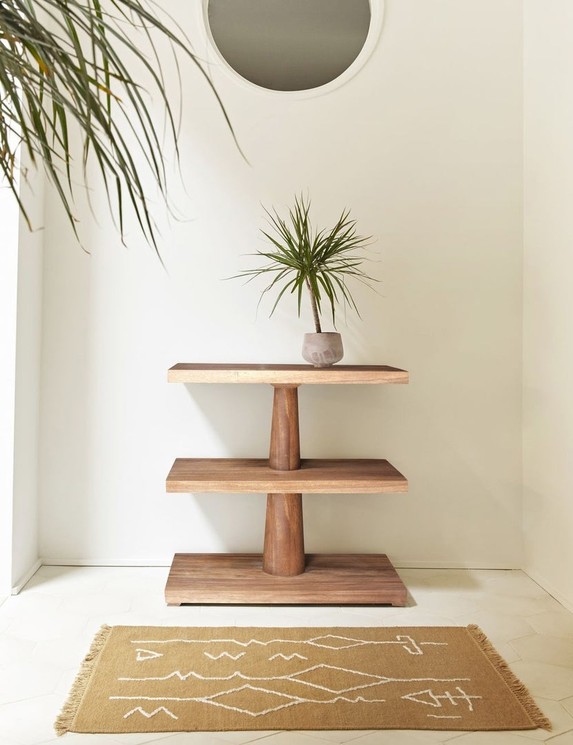 Moroccan Flatweave Rug, Black and Natural by Sarah Sherman Samuel 2'6" x 8'