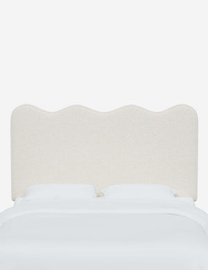 Clementine Cream Sherpa Headboard with a scalloped shape at the top