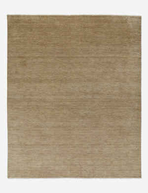 Heritage moss gray 100% wool hand-knotted rug with fringe detailing