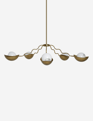 Kukka large modern wavy arm chandelier in brass