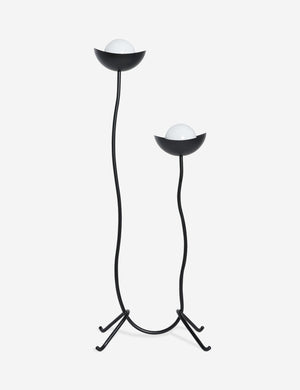 Kukka modern two light wavy base floor lamp in bronze