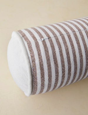 Littu Indoor / Outdoor Striped Bolster Pillow by Sarah Sherman Samuel in Brown