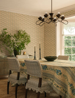 Peony green textural terracotta decorative bowl by Heidi Caillier styled on a dining table.
