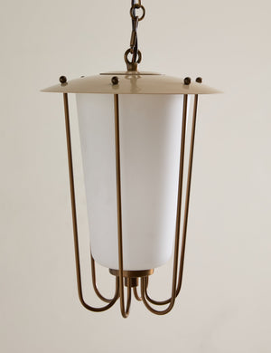 Close up of the Frederick tapered glass shade chain pendant light by Heidi Caillier