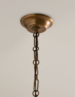 Close up of the Frederick tapered glass shade chain pendant light by Heidi Caillier
