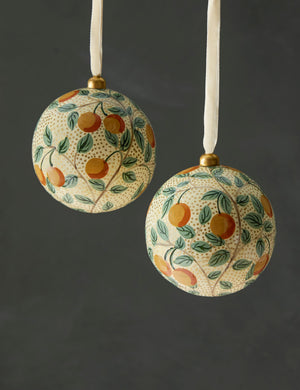 Set of 2 Joelle paper mache ornaments