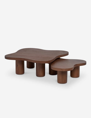 Ombra sculptural oak nesting coffee table