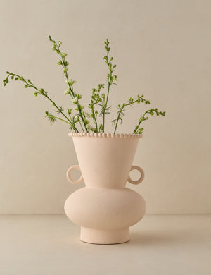 Philia wide beaded rim loop handle ceramic vase by Aimee Song