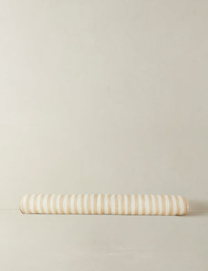 Painterly stripe linen long bolster throw pillow in natural and ivory