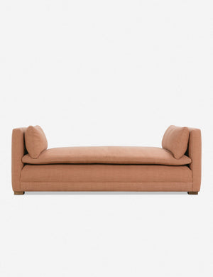 Elive Pink Linen upholstered chaise with a pillowtop bench cushion and plush bolsters
