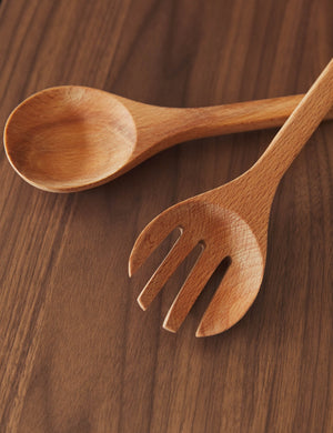 Small Salad Servers, Beechwood