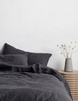 European Flax Linen slate gray Duvet Set by Cultiver