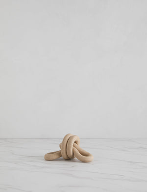 Natural and black speckled Double Loop Knot stoneware decorative object by SIN
