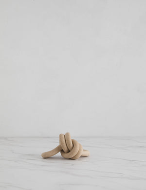Natural and black speckled Double Loop Knot stoneware decorative object by SIN
