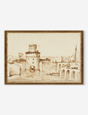 'Landscape with a View of a Fortified Fort' Wall Art by Giovanni Francesco Barbieri