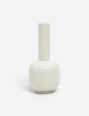 Marguerite matte white ceramic vase with a grooved neck