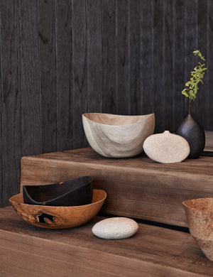 Bleached Zelkova Wood with Wax Bowl by Namu Home Goods