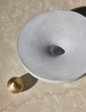 Vorta Concrete Candle Holder and Brass Incense Holder Set by Light + Ladder