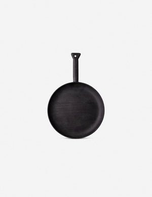 Bird's-eye view of the Adriana black wooden round serving board
