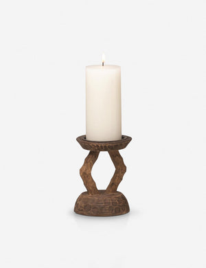 LÃ©kana Small Carved Pillar Holder, Wood by Lemiuex et Cie