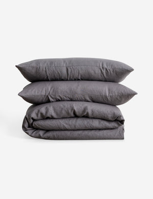European Flax Linen charcoal gray Duvet Set by Cultiver
