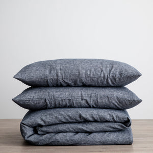 European Flax Linen indigo blue Duvet Set by Cultiver