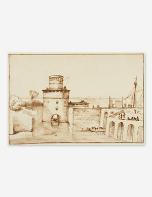 'Landscape with a View of a Fortified Fort' Wall Art by Giovanni Francesco Barbieri