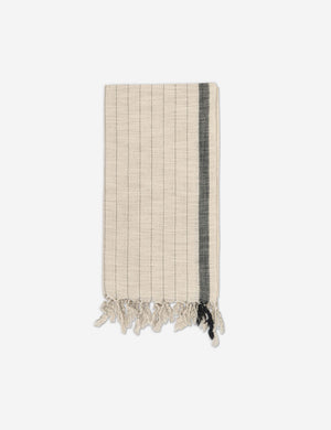 Malla handwoven natural and black striped turkish cotton towel by House No. 23
