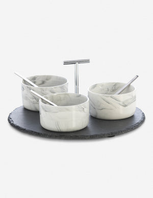 Mirielle Condiment Set, Slate and Marble