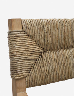 Close-up of the woven back on the Nolani woven rattan arm chair