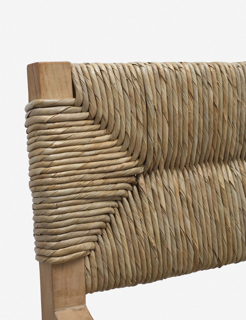 | Close-up of the woven back on the Nolani woven rattan arm chair